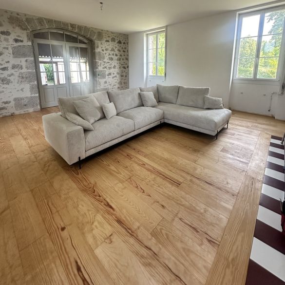 Parquet bois massif à clouer 200x20 cm - Pin des Landes - Choix Sans Noeud