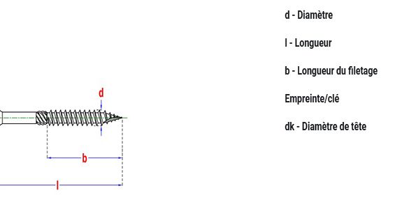 200 Vis construction bois Ø 5x50 mm Torx 25 - Tête fraisée - Filetage partiel