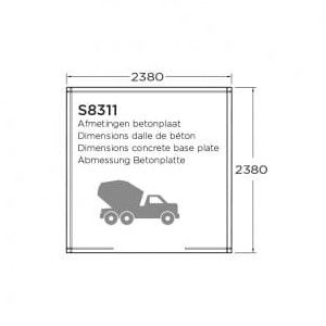 Abri de jardin traité NIMES 238 x 238 cm - 5,66 m²