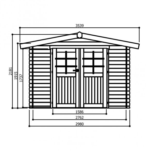 Abri de Jardin en Bois AMBERG 7,39 m² - 298 x 248 cm -S8603
