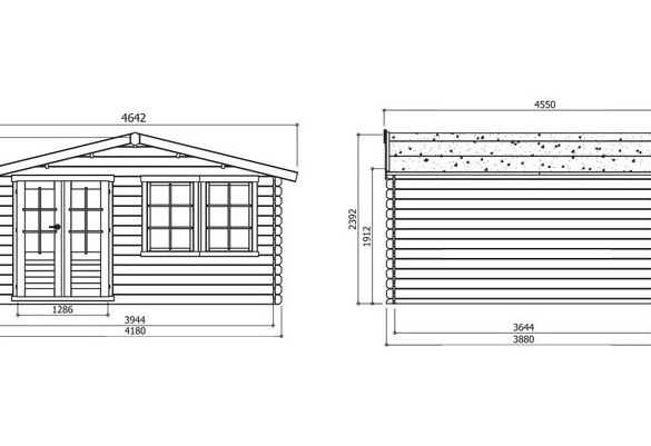 Abri jardin bois 28 mm VISP 418 x 388 cm - 16,22 m²