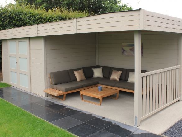 Abri avec pergola ARHUS 7,96m² - 3296 + 3263 x 2416 cm