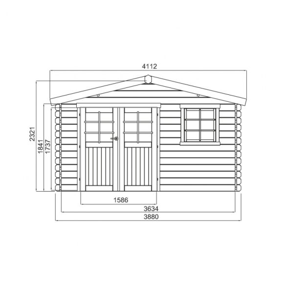 Chalet bois 34mm SALZBURG 388 x 298 cm 11,56m² - S8964