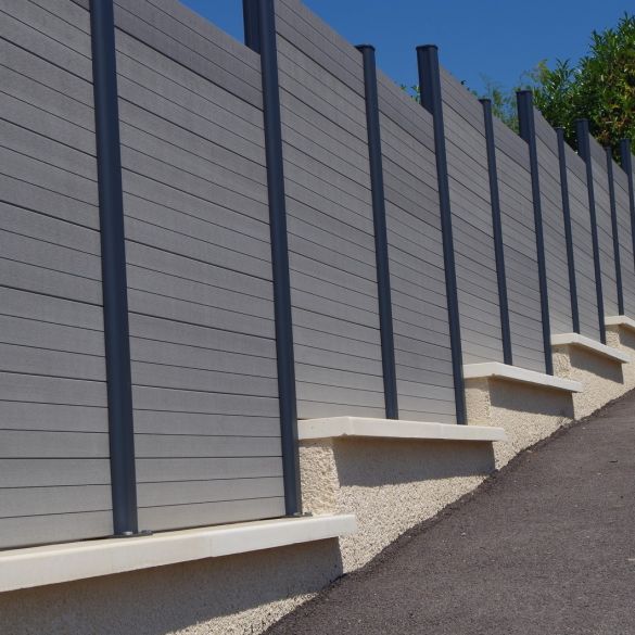 Poteau alu First 2300x74x48 mm pour clôture Bali Evoluclos - RAL 7016