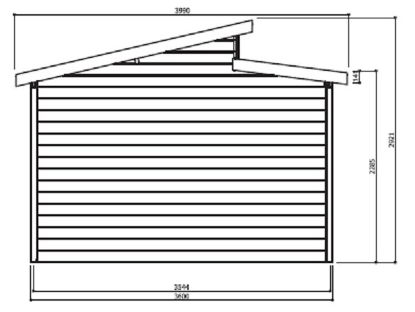 Garage bois 28 mm Torino 20,88 m² 570x360 cm