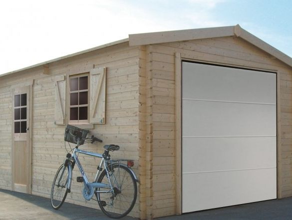 Garage bois 40 mm 19,26 m² porte motorisée 358x538 cm