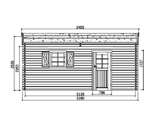 Garage bois 40 mm 19,26 m² porte motorisée 358x538 cm