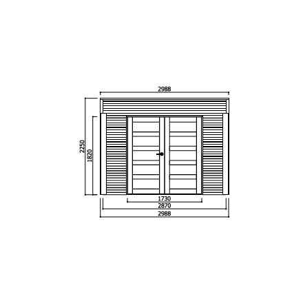 Abri jardin bois traité POTENZA 2970 + 2988x1998 mm - toit plat