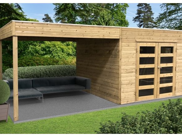 Abri jardin traité 19 mm TARENTO 2988 + 2929 x 2908 mm – avec pergola