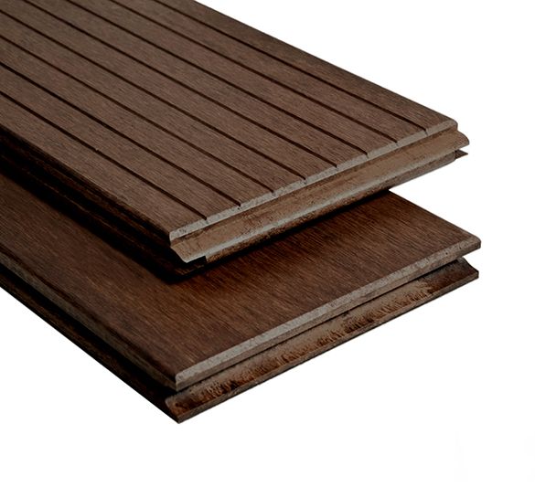 Lame terrasse BAMBOU huilée réversible brun foncé 1850x137x20 mm