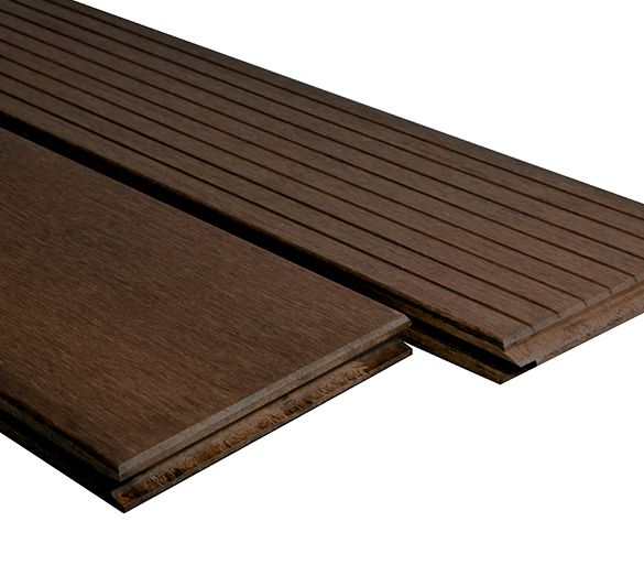 Lame terrasse BAMBOU huilée réversible brun foncé 1850x137x20 mm