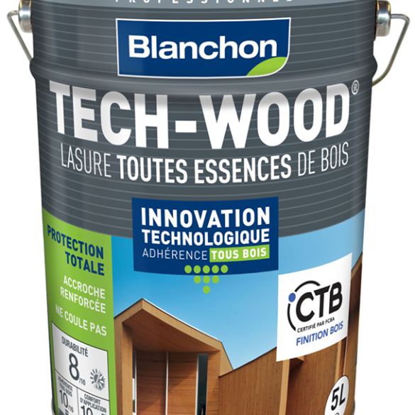Lasure bois Tech-Wood Acajou satin 5L - BLANCHON
