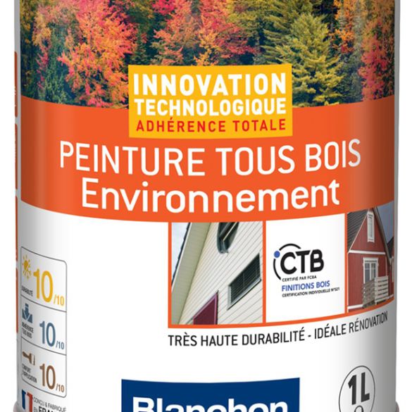 Peinture tous bois environnement BLANC Ral 9016 1 litre - BLANCHON