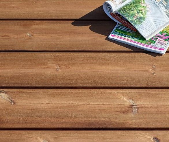 Lame de terrasse BÉQUIA lisse 2320x145x22 mm en pin Cl.4 marron