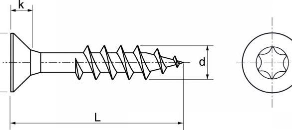 Vis A2 Inox Ø 4x25 mm - TX20 - Tête fraisée - Boîte de 200