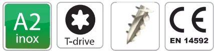 Vis terrasse A2 inox Ø 5x50 mm Petite tête + Embout Torx 25 - Seau de 1000