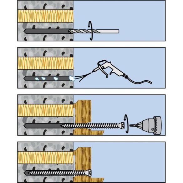 Vis béton Ø7,50 x 182 mm en acier zingué Torx30 SMART - Boîte de 100