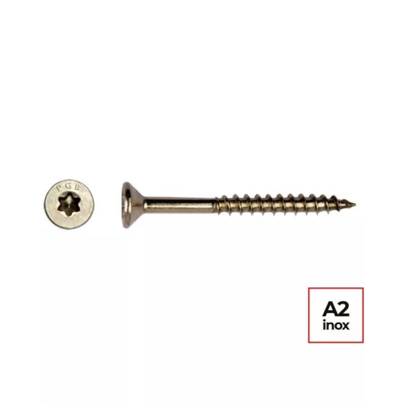 Vis A2 Inox Ø 5x80 mm Tête fraisée TX25 - Boîte de 200 vis