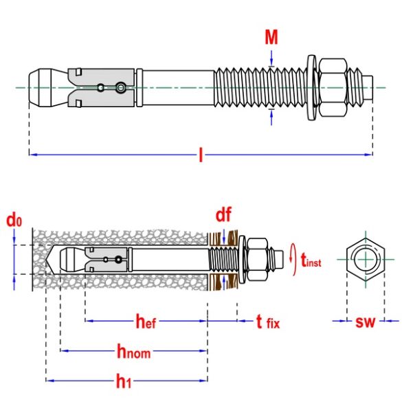 Goujon d'ancrage Inox A4 Ø6 x 65 mm - Blister de 2 pcs - SMART