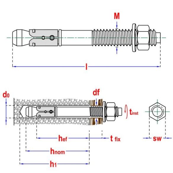 Goujon d'ancrage Inox A4 Ø8 x 112 mm - Blister de 2 pcs - SMART