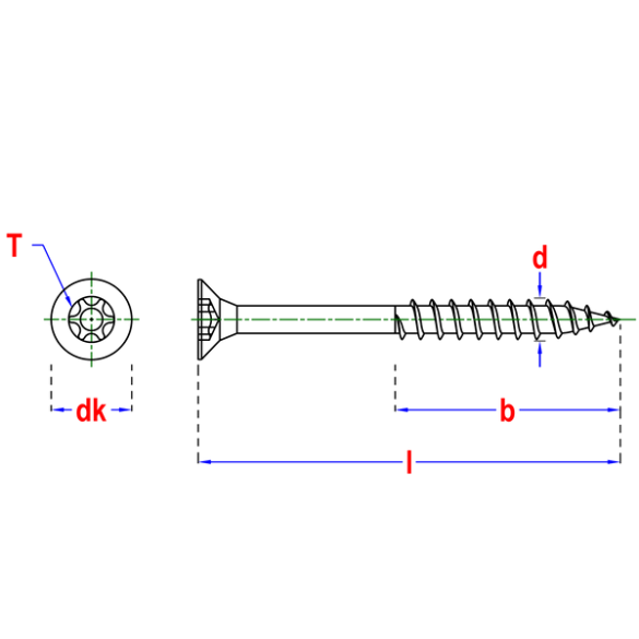 Vis terrasse petite tête fraisée A2 inox Ø5X60 mm + Embout Tx25 - Bte 400 vis