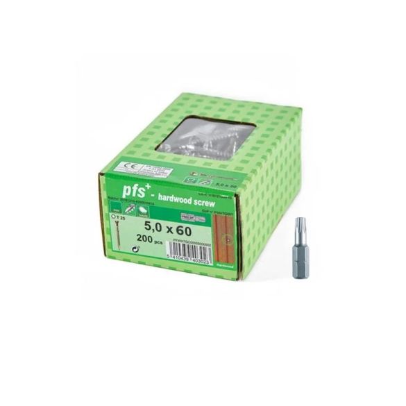 Vis terrasse double filetage A2 inox Ø5x60 mm pour bois dur - Bte 200 vis