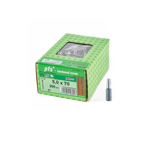 Vis terrasse double filetage A2 inox Ø5x70 mm pour bois dur - Bte 200 vis 