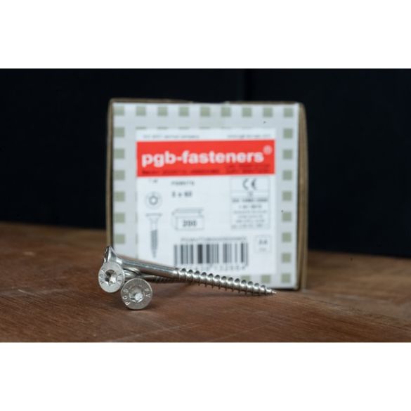 Vis inox A4 Ø 5x50 mm Tête fraisée Filetage partiel Tx25 - Boîte de 200