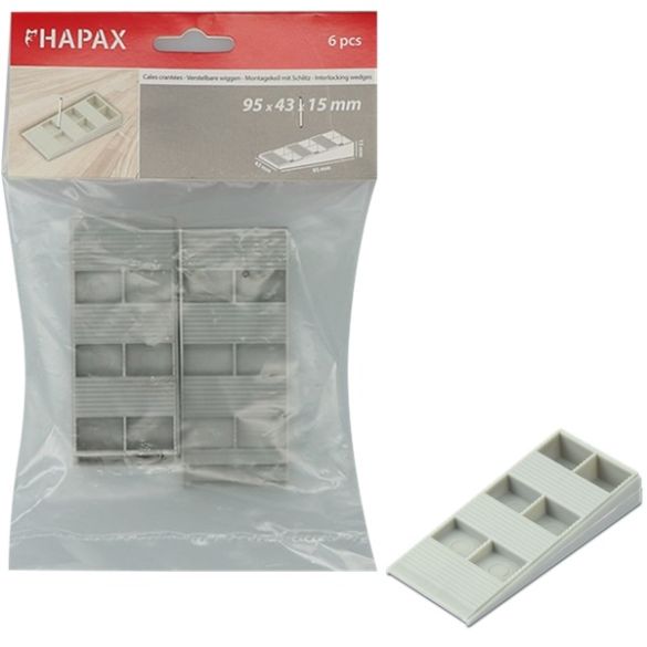 Cales crantées 15 mm pour terrasse et plancher HAPAX - 6 pcs