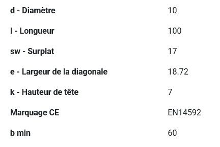 Tirefond acier inox A2 Ø10x100 mm DIN 571 Pgb-fasteners - 50 pièces 