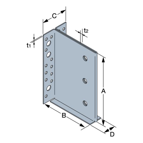 Étrier à âme intérieure ETNM - acier galvanisé - 155X130 mm 