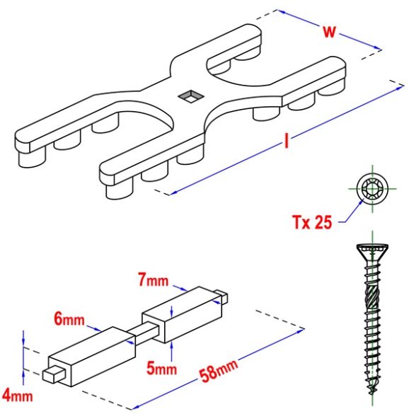Kit fixation terrasse D-PRO - 200 vis A2 5x60 + 100 rupteurs de pont thermique + 20 cales