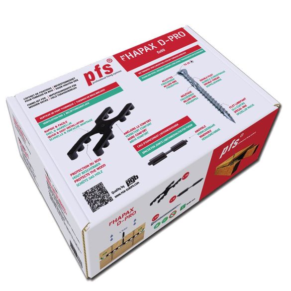 Kit fixation terrasse D-PRO - 200 vis A2 5x60 + 100 rupteurs de pont thermique + 20 cales