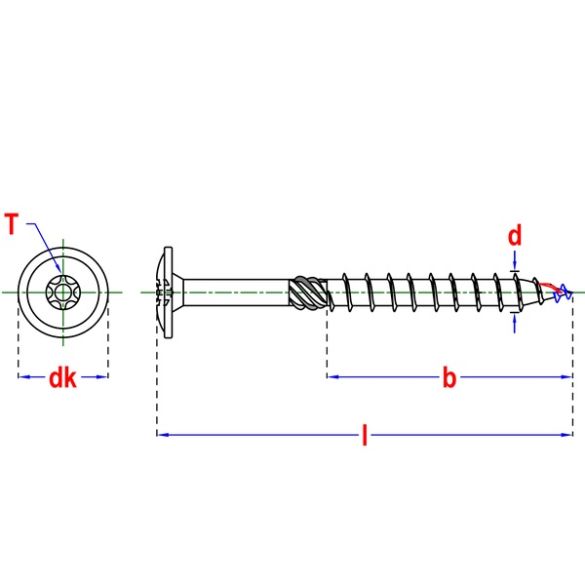 Vis TK pour construction bois 6x40 mm Tx 30 - Filetage partiel - Bte de 100