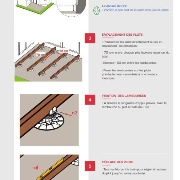 Plot lambourde terrasse Essentiel réglable 20-40 mm JOUPLAST