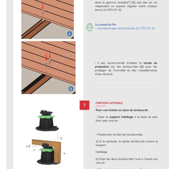 Plot lambourde terrasse Essentiel réglable 20-40 mm JOUPLAST