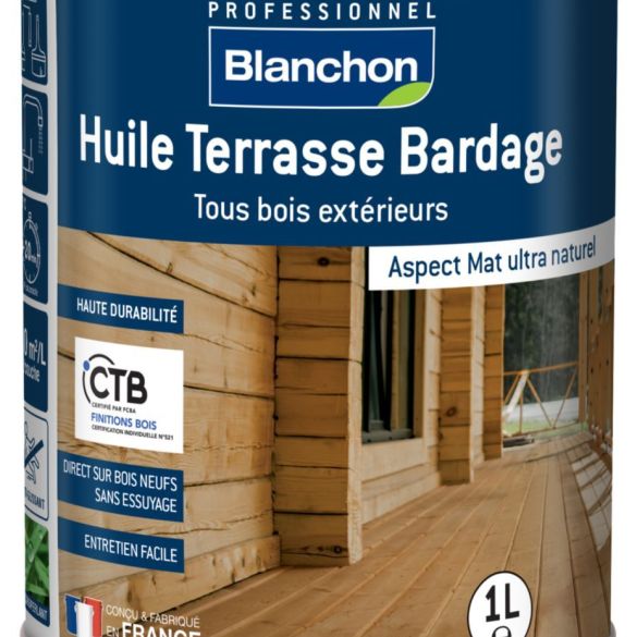 Huile Terrasse Bardage teinte Chêne Moyen 1L - BLANCHON