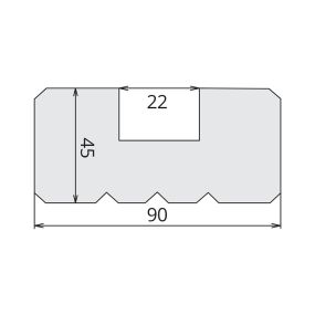 Demi poteau bois 90x45 mm L. 2,40 m - Rainure 22 mm - traité Classe 4 marron