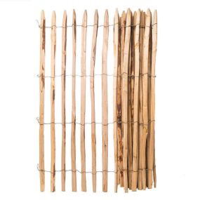 Ganivelle en châtaignier fendu 80 cm, écartement 4/5 cm, rouleau 5 ml pour clôture naturelle de jardin