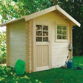 Abri de jardin Solid SARAN S820 en bois brut 28 mm vue extérieure