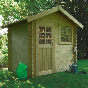 Abri de jardin Solid SARAN S820-1 en bois autoclave 28 mm avec porte semi-vitrée