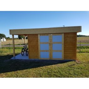 Abri jardin 28 mm LARVIK 7,96m² - 3296 + 1200 x 2416 cm