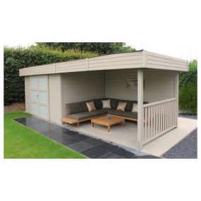 Abri avec pergola ARHUS 7,96m² - 3296 + 3263 x 2416 cm