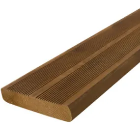Terrasse pin du nord strié marron 5,40m - 145x27 mm - Classe 4