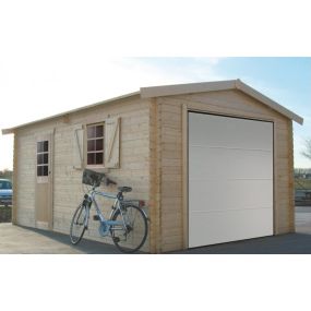 Garage bois 40 mm 19,26 m² porte motorisée 358x538 cm
