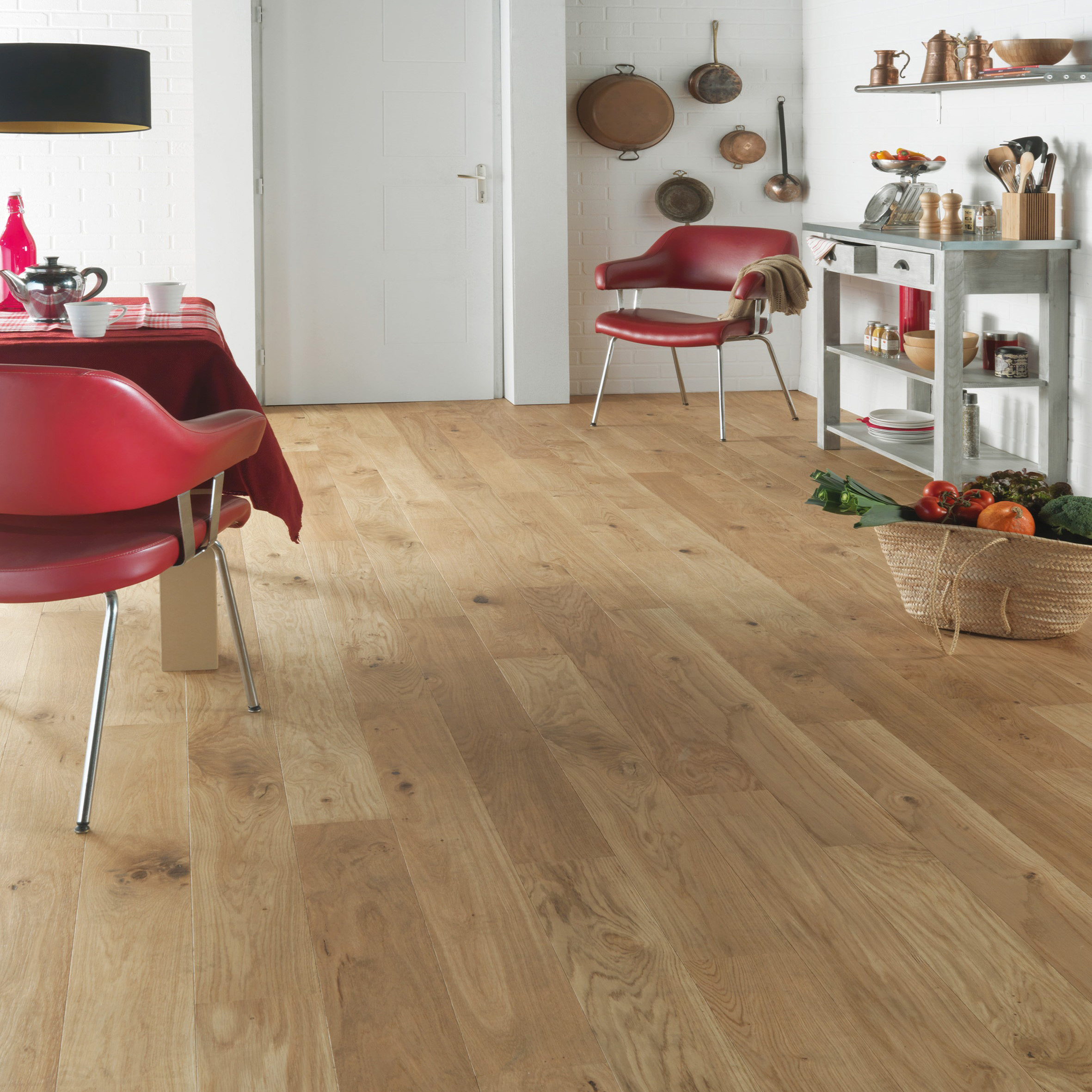 Parquet contrecollé chêne brossé mat Topaze 1208 x 139 x 12 mm PANAGET ...