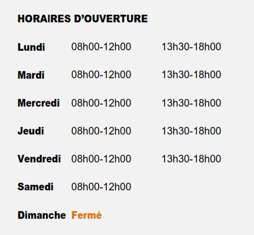Horaires Idéa Bois DAX